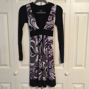 IZ Breyer Purple Grey Black Sleeveless Dress Sz S